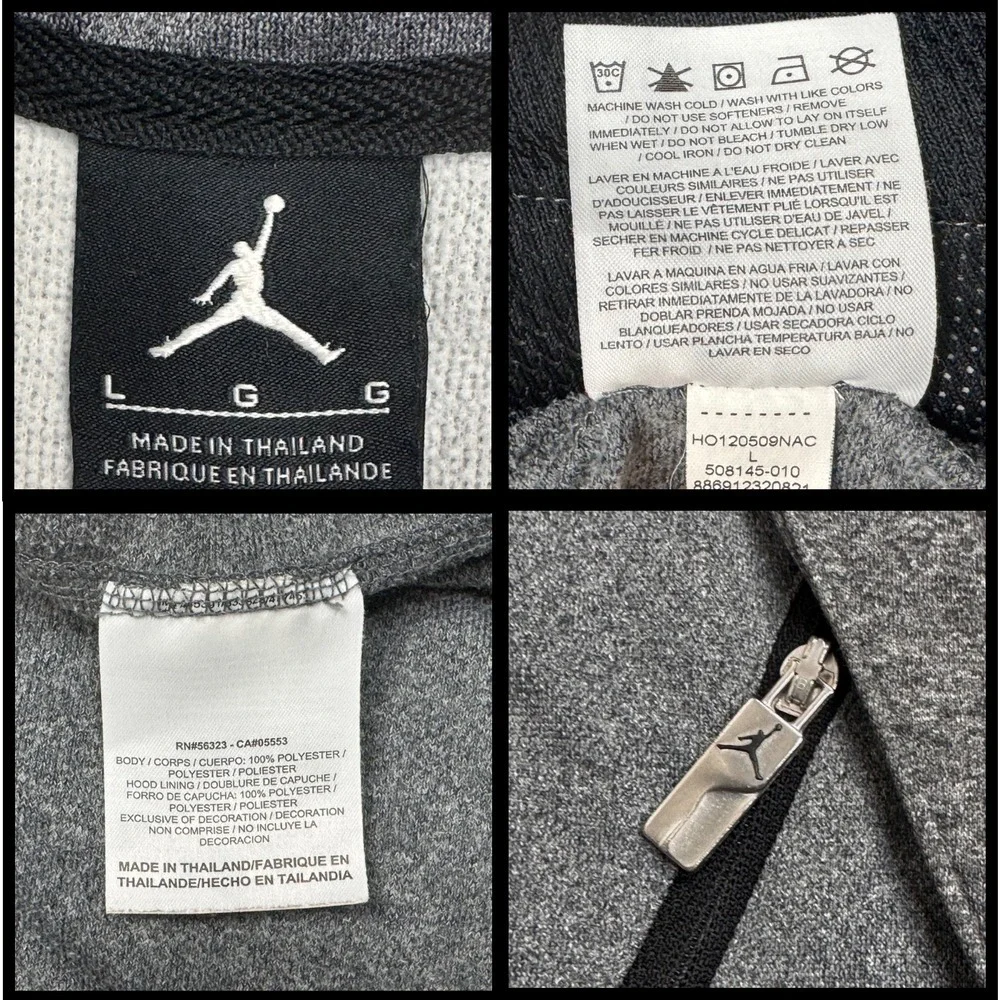 Nike Air Jordan Chris Paul CP3 Hooded Jacket Men Full Zip Large Gray Sports Flaw